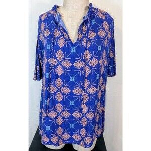 Philosophy Republic Blue Boho Print Tunic Top 3X Plus Size NWT Rayon
